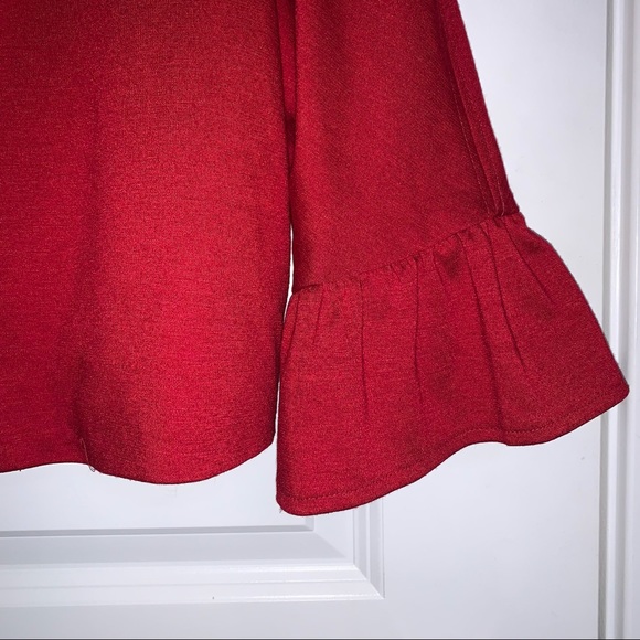 Women’s L New Directions Valentines Red Holiday Cropped 3/4 Sleeve Button Jacket - Picture 5 of 12